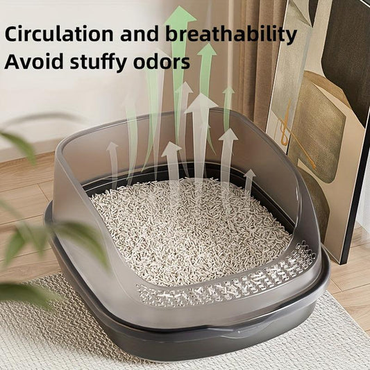 Anti-Splashing Cat Litter Box, Detachable Basin, High Fence Cat Toilet