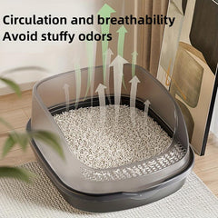 Anti-Splashing Cat Litter Box, Detachable Basin, High Fence Cat Toilet