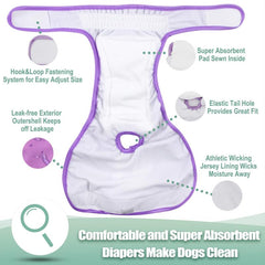 Washable Female Dog Diapers Reusable Pet Diapers For Small Medium Dogs