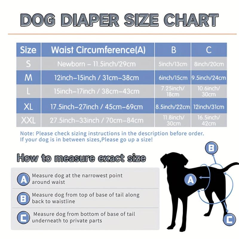 Washable Female Dog Diapers Reusable Pet Diapers For Small Medium Dogs