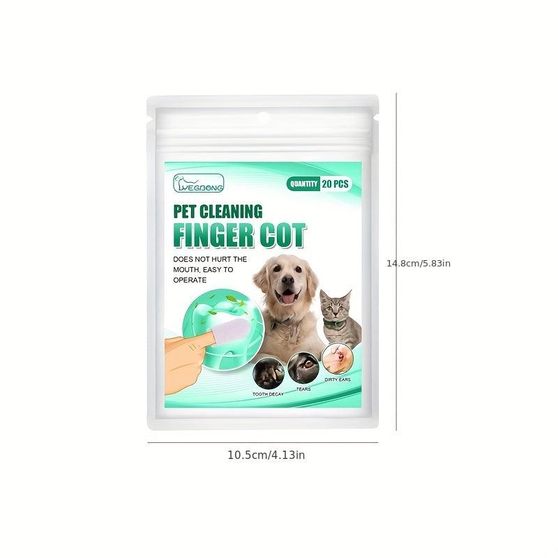 Pet Teeth Cleaning Wipes - Dental Care Finger Wipes 20pcs Bag Dogs Cats
