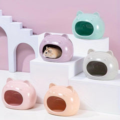 Ceramic Pet Cat House for Small Animals - Hamster Hideout Bed
