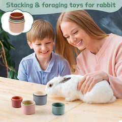 8 Pcs Colorful Stacking Cups for Rabbits, Reusable Bunny Toys