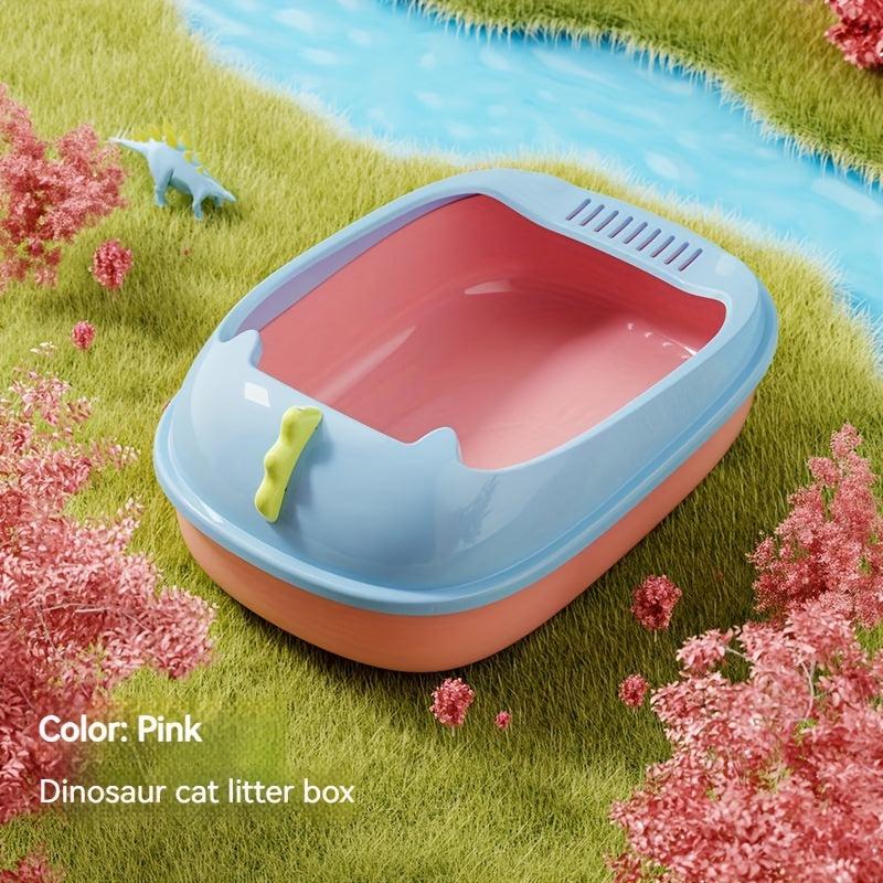 Dinosaur Cat Litter Box Semi Enclosed Anti-Splashing Basin with Odor Eliminator