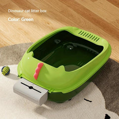Dinosaur Cat Litter Box Semi Enclosed Anti-Splashing Basin with Odor Eliminator