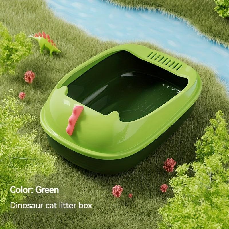 Dinosaur Cat Litter Box Semi Enclosed Anti-Splashing Basin with Odor Eliminator