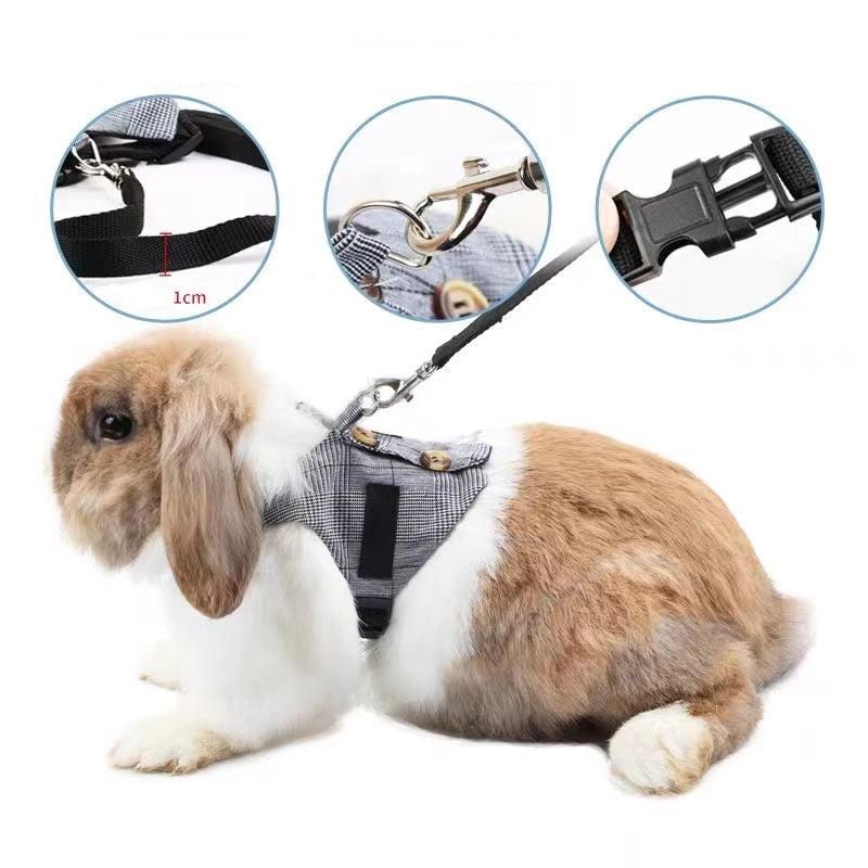 Rabbit Harness And Leash Set Bunny Vest With Button Decor Small Animal