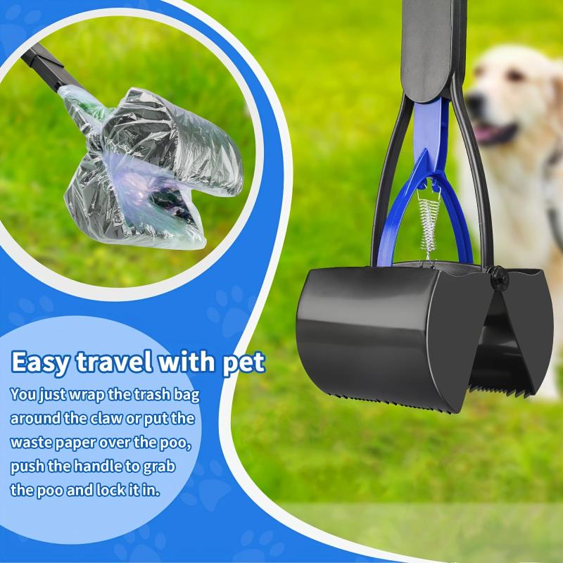 Portable Dog Poop Scooper with Long Handle for Outdoor Walking