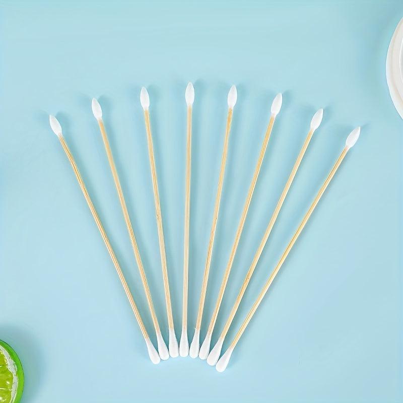 100pcs Long Pet Cotton Swabs Wood Handle Ear Cleaning