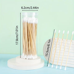 100pcs Long Pet Cotton Swabs Wood Handle Ear Cleaning