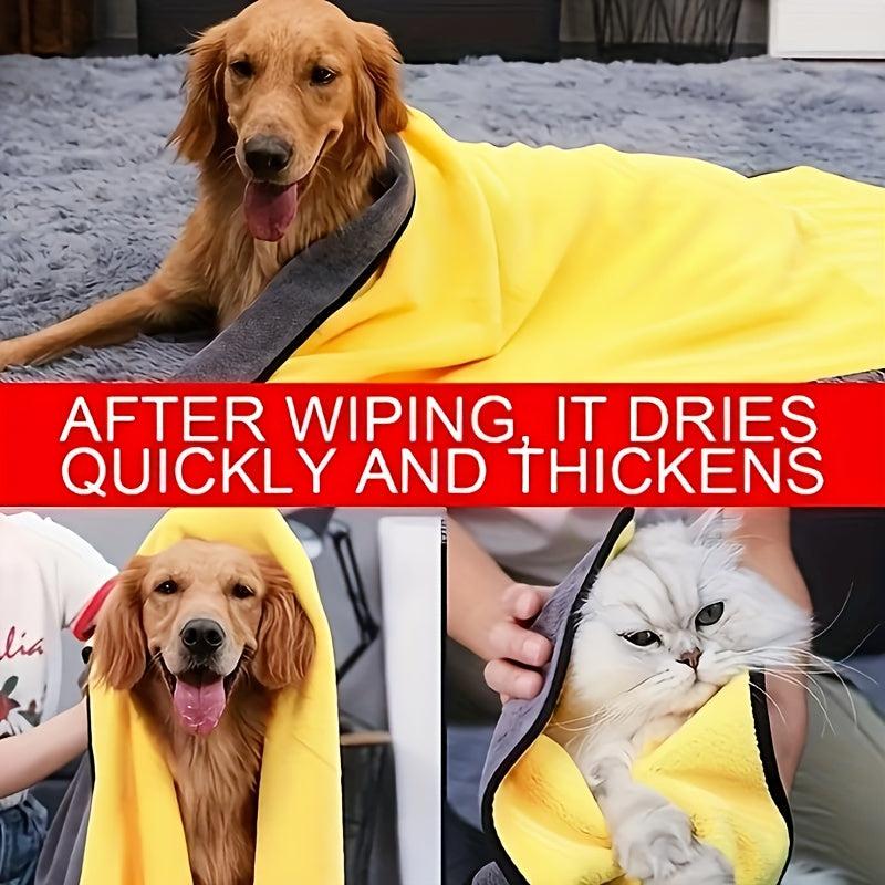Soft Fiber Dog Bath Towel, Highly Absorbent, Quick Dry Coral Fleece