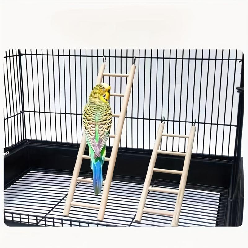 Wooden Parrot Toy Stand with Hamster Ladder