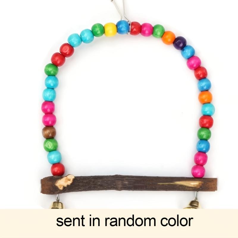 Rainbow Beads Log Standing Pole for Parrot Birds Fun Toy