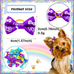 50pcs Mixed Bow Decor Rubber Band Dog Hair Accessories