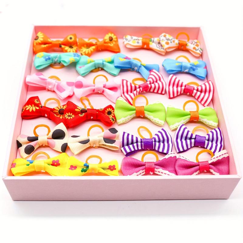 50pcs Mixed Bow Decor Rubber Band Dog Hair Accessories