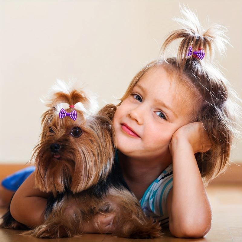 50pcs Mixed Bow Decor Rubber Band Dog Hair Accessories