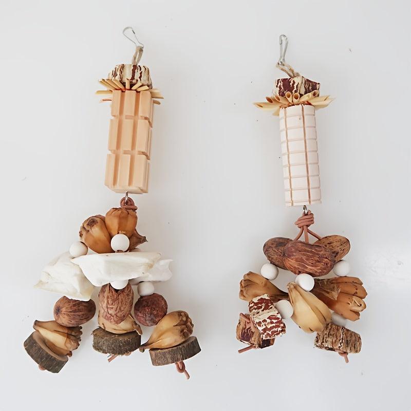Wooden Gnawing Skewers Cuttlefish Bone Teething Toys for Pet Birds
