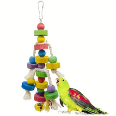 Small Parrot Toys Rope Circles and Wooden Blocks for Fun and Exercise