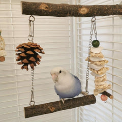 Bird Perch Cage Toy Parrot Wooden Swing Exercise Stands
