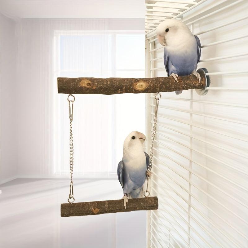 Bird Perch Cage Toy Parrot Wooden Swing Exercise Stands