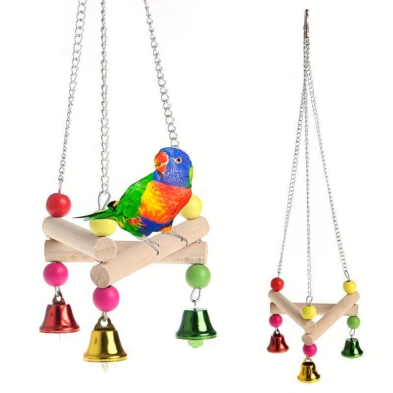 Interactive Parakeet Swing Stand Toy - Fun Perch for Small Birds