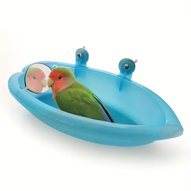 Reflective Parrot Bath Basin Bird Cage Accessory for Clean Birds