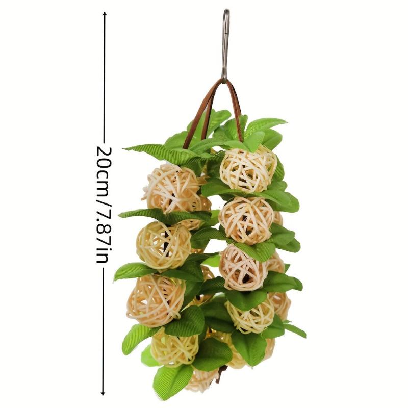 Parrot Toys Hanging Wooden Birds Ball Toy Bird Cage Bite Toys