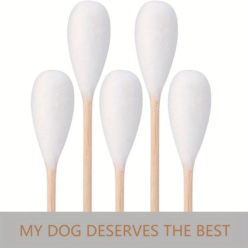 100pcs Long Cotton Swabs For Pets Cleaning Wood Handle