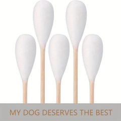100pcs Long Cotton Swabs For Pets Cleaning Wood Handle
