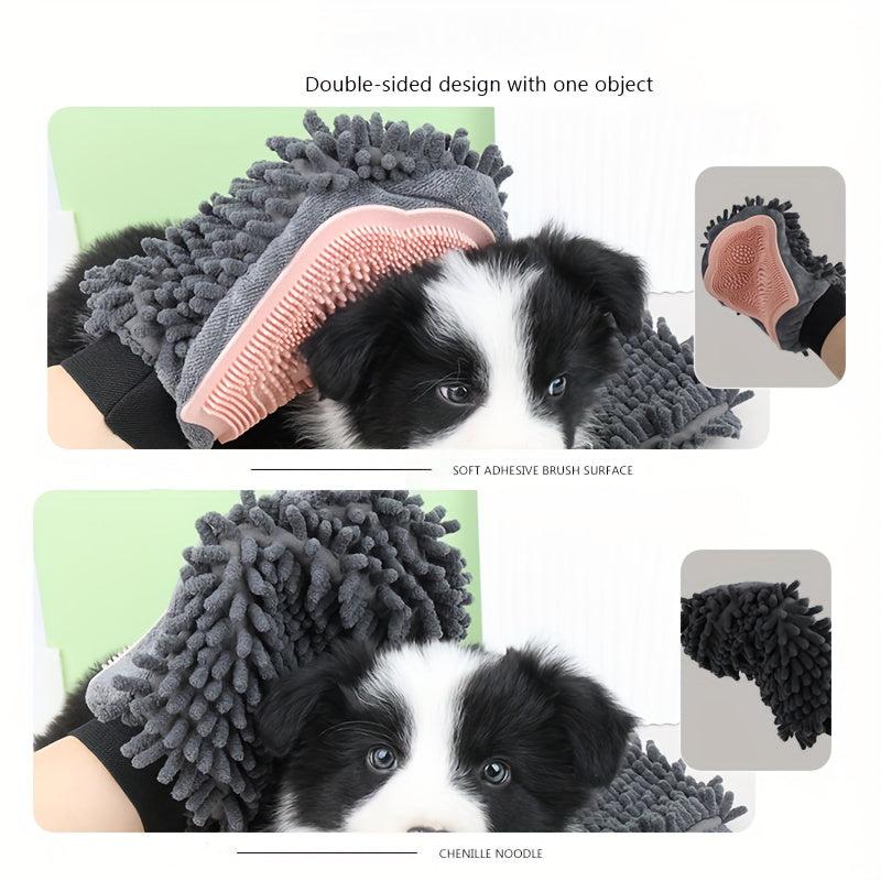 Pet Bathing Gloves Double Sided Dog Cleaning Massaging Gloves