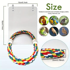 Bird Stand Rope Perch With Mirror Toy For Parrot