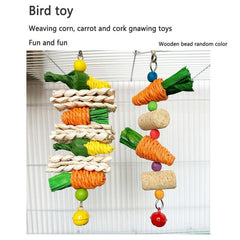 Woven Corn Rattan Ball Parrot Chew Toy Swing