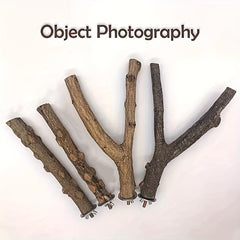 4pcs Nat. Wood Bird Perch Stands Parrots Cage Accessories Fun Toy