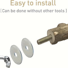 4pcs Nat. Wood Bird Perch Stands Parrots Cage Accessories Fun Toy