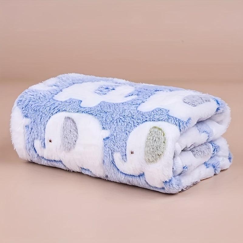 Cozy Elephant Pet Blanket for Dogs and Cats, Flannel Throw for Puppies