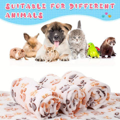 Warm & Soft Pet Blanket with Paw Print - for Dogs, Cats, Guinea Pigs