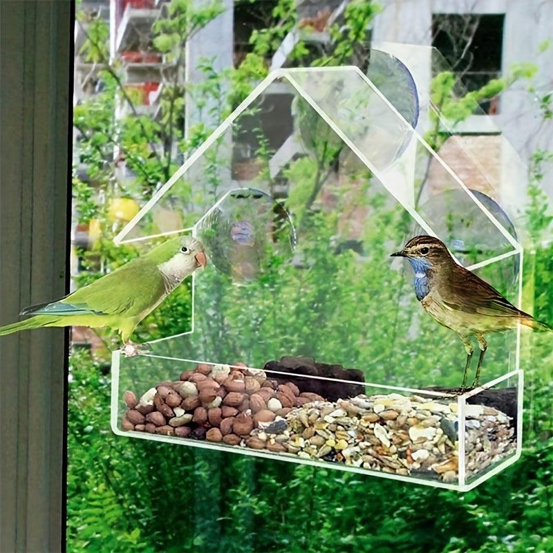 Clear Acrylic Window Bird Feeder Easy to Install