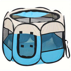 Portable Pet Playpen With Mesh Window For Cats And Dogs