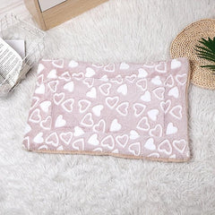Cartoon Heart Print Pet Mat Double Layer Cushion All Seasons Cat Bed Mat