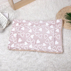 Cartoon Heart Print Pet Mat Double Layer Cushion All Seasons Cat Bed Mat