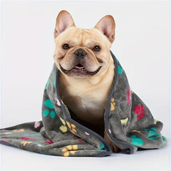 3-Pack Soft Dog Blankets Paw Print Flannel Sleeping Blankets