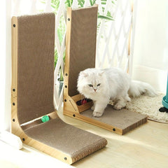 L-shaped Vertical Cat Scratching Board with Bell Ball