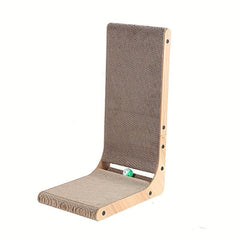 L-shaped Vertical Cat Scratching Board with Bell Ball