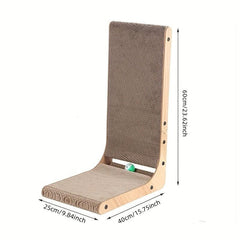 L-shaped Vertical Cat Scratching Board with Bell Ball