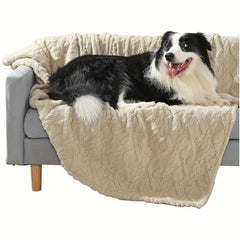 Waterproof Dog Blanket Reversible 3D Sherpa Pet Throw Blanket for Large Dogs
