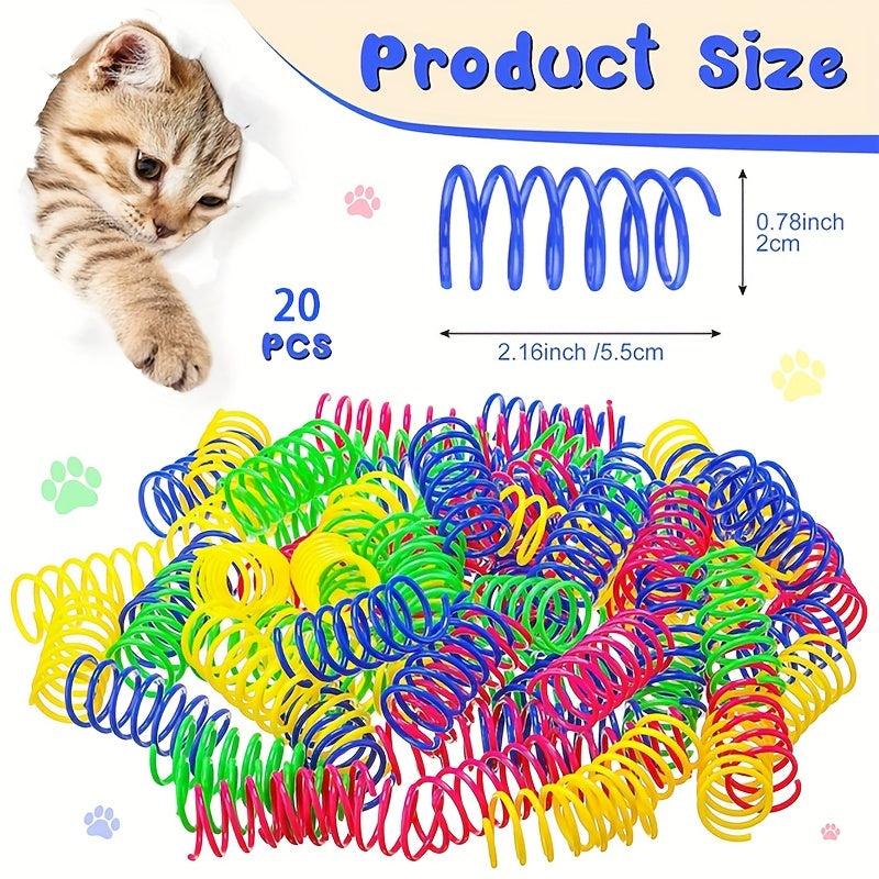 20 Pcs Cat Spring Toy Cat Spiral Toys Interactive For Indoor Colorful Cats