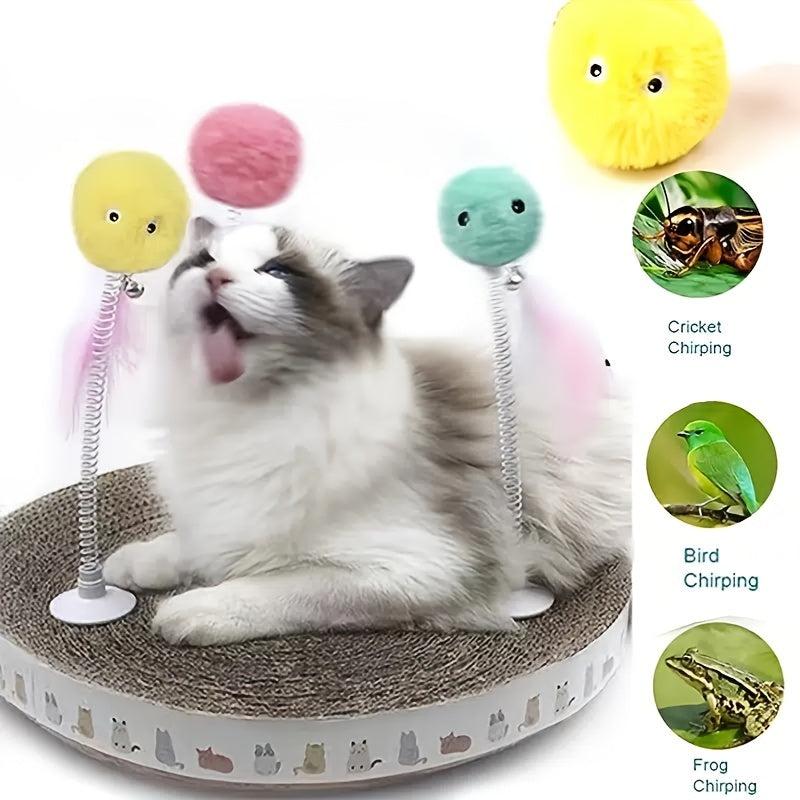 Interactive Cat Plush Toy Ball Fun Training Toy with Squeaky Sound