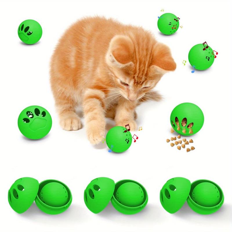 Interactive Cat Toy Set 3 Bell Balls and 3 Treat Dispenser Balls