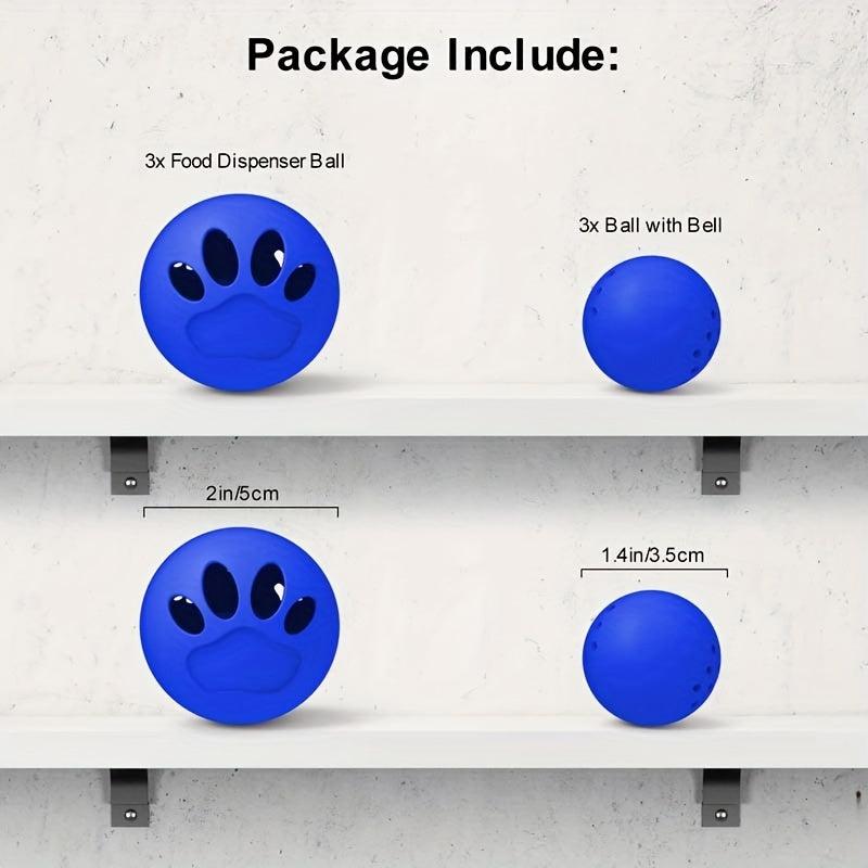 Interactive Cat Toy Set 3 Bell Balls and 3 Treat Dispenser Balls