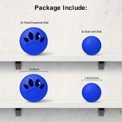 Interactive Cat Toy Set 3 Bell Balls and 3 Treat Dispenser Balls